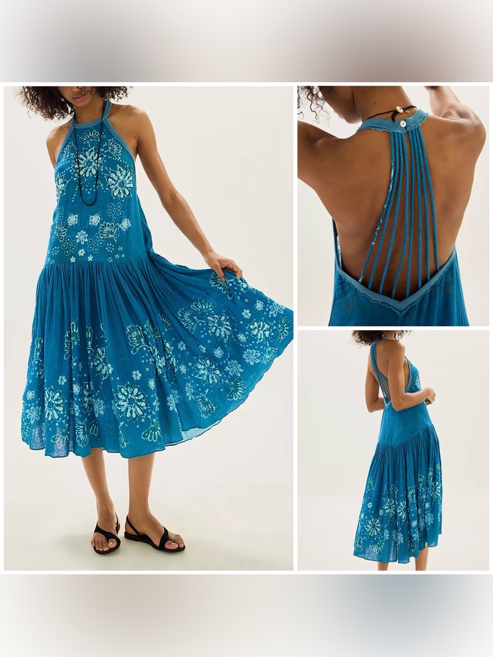 NWT Free People Prime Paradise Maxi Dress - navy combo blue - large